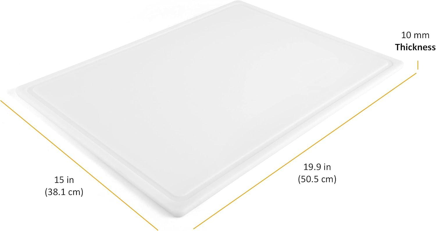 Extra-Large White Plastic Rectangular Cutting Board with Juice Groove