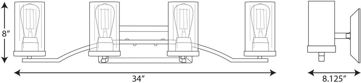 Progress Lighting Lassiter 4-Light Bath Light, Brushed Nickel, Clear Glass Shades