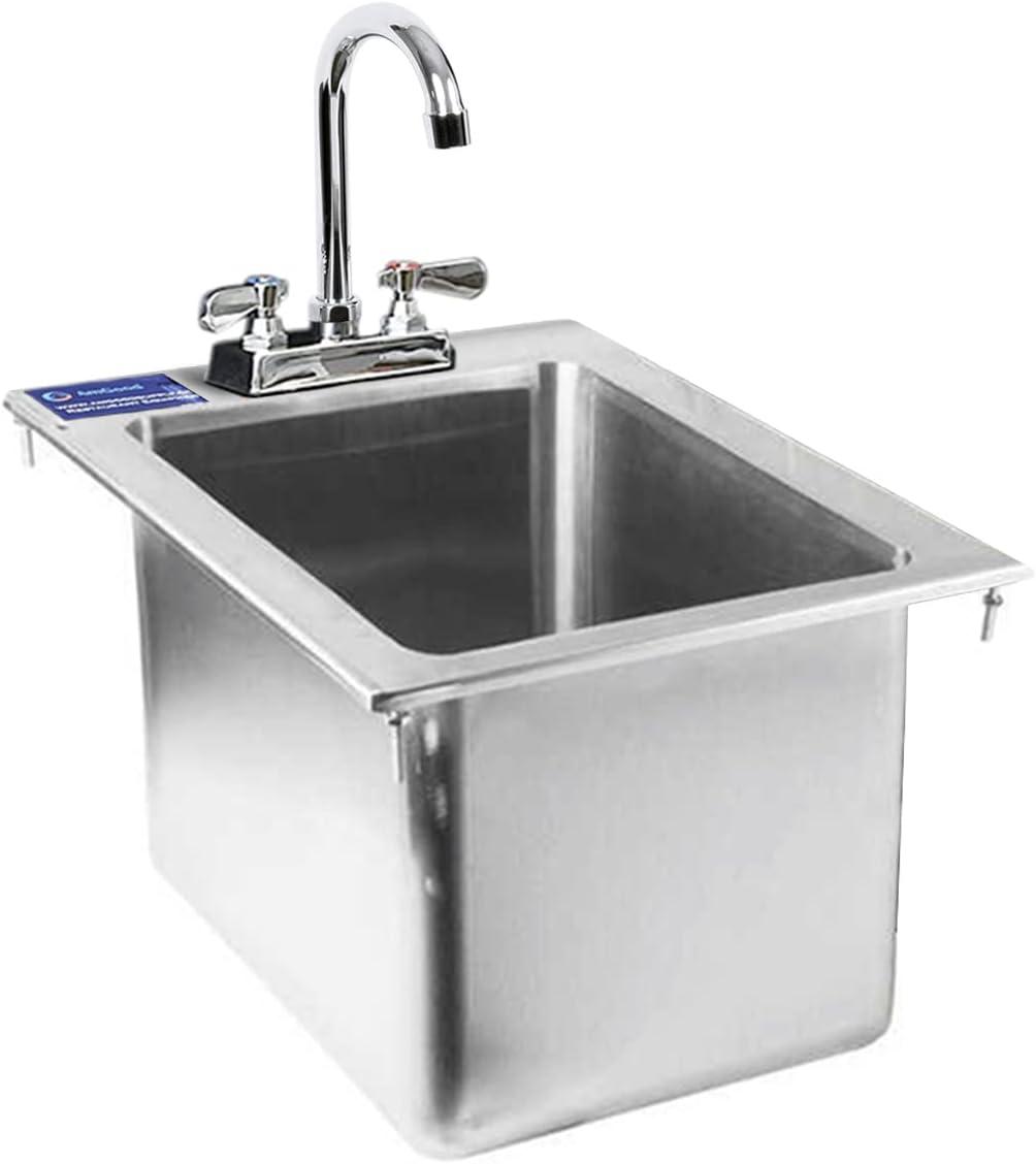 Stainless Steel Drop in Sink 10in. x 14in. x 10in. with Faucet