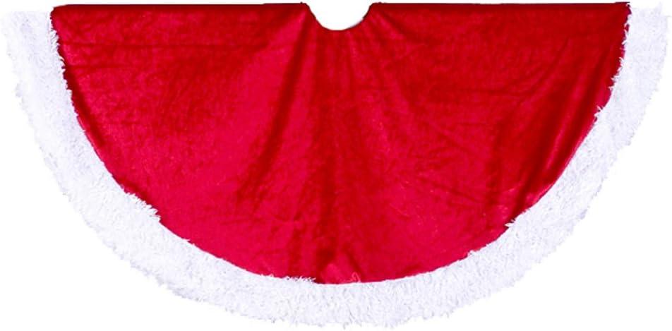 Kurt Adler 44.5" Red Velvet Tree skirt with White Trim