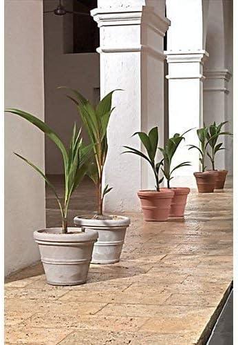 Weathered Stone Resin Rolled-Rim Planter, 11.42"x9.21"