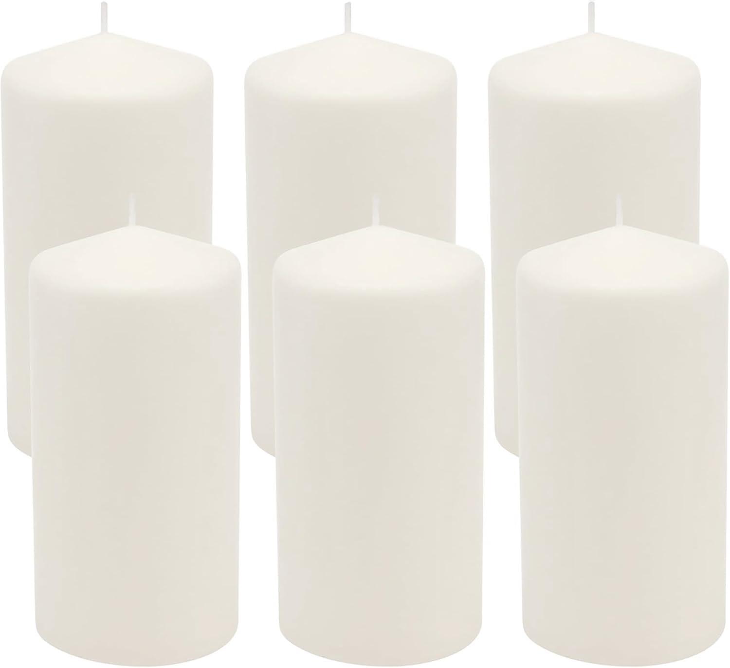 Stonebriar 3" x 6" Unscented 1-Wick White Pillar Candles, 6 Pack