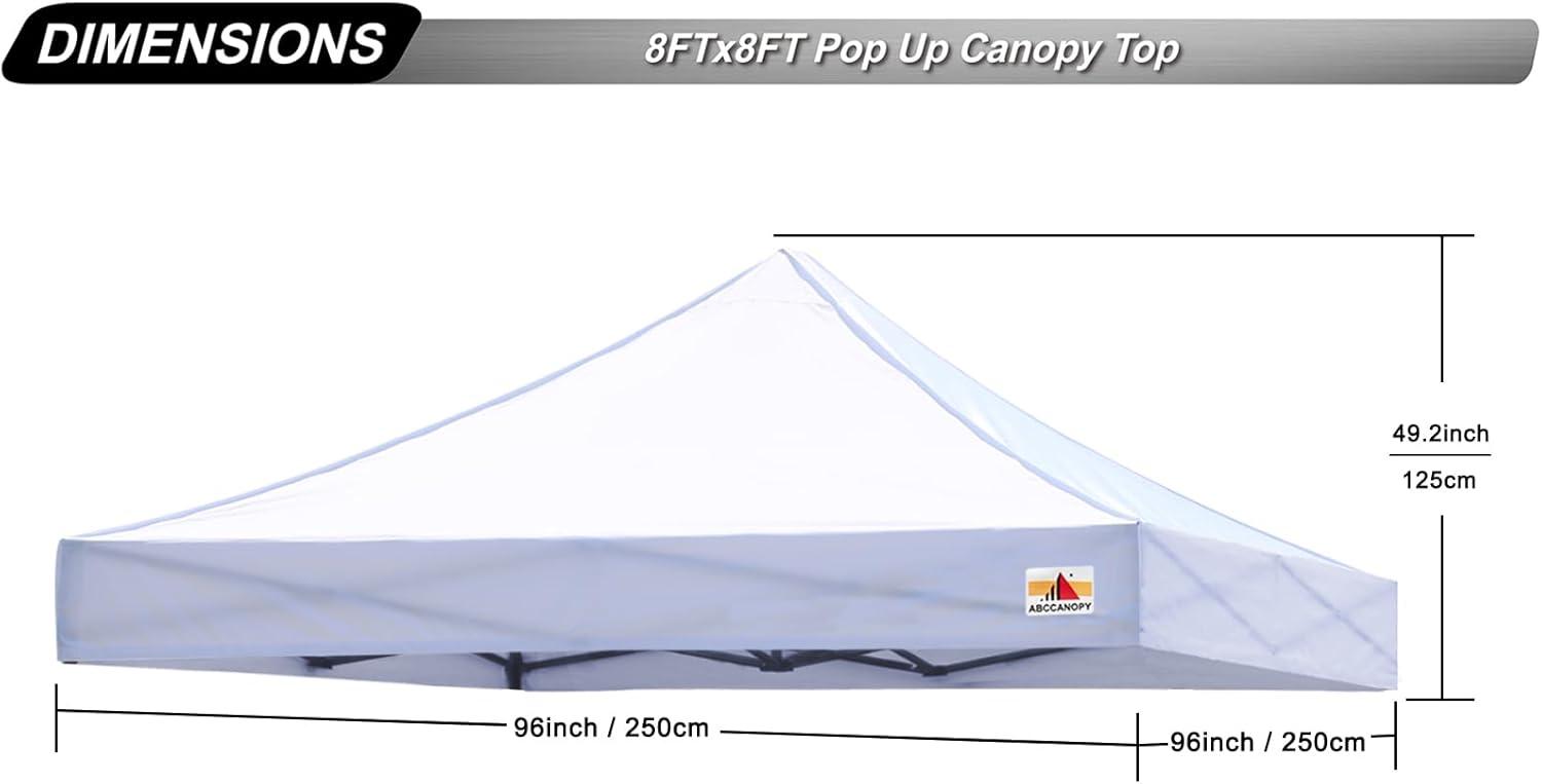 ABCCANOPY Replacement Canopy Top for Pop Up Canopy Tent (8x8, White)
