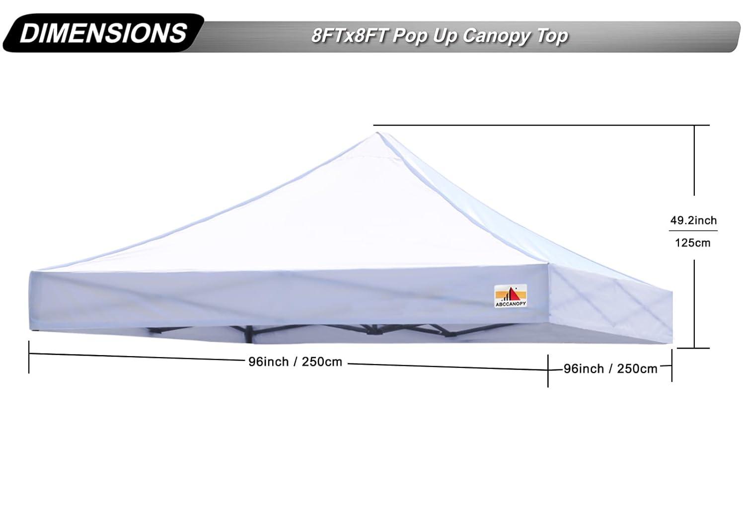 ABCCANOPY Replacement Canopy Top for Pop Up Canopy Tent (8x8, White)