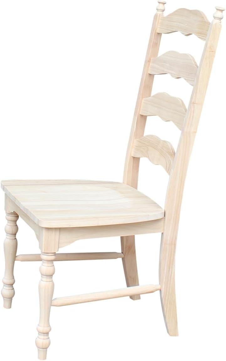 International Concepts Set of 2 Maine Ladderback Chair Unfinished : Hardwood Frame, Armless Design, 225 lb Capacity