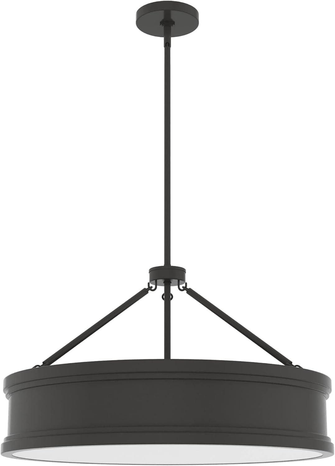 Noble Bronze 24" Drum Pendant Light with Glass Shade