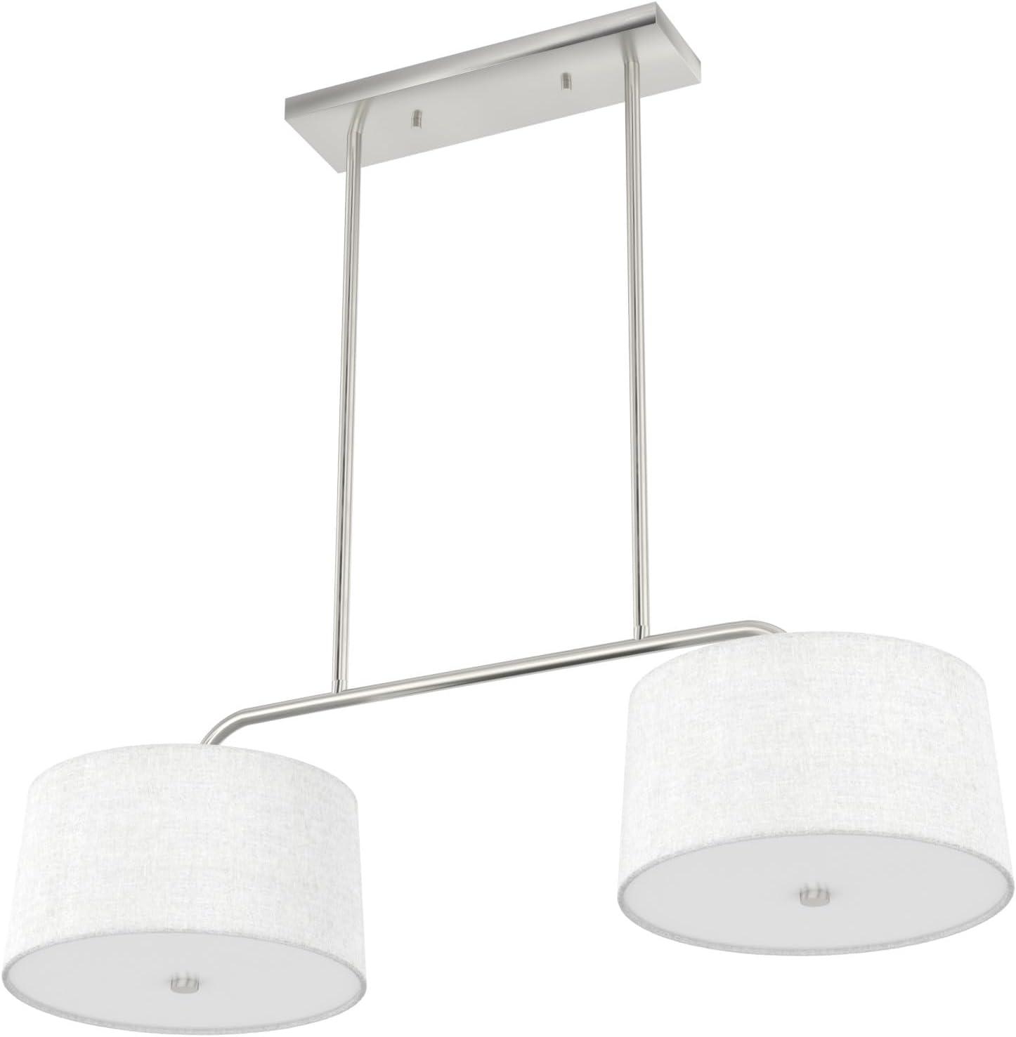 Cottage Hill Brushed Nickel 4-Light Linear Island Pendant with Off-White Linen Shade