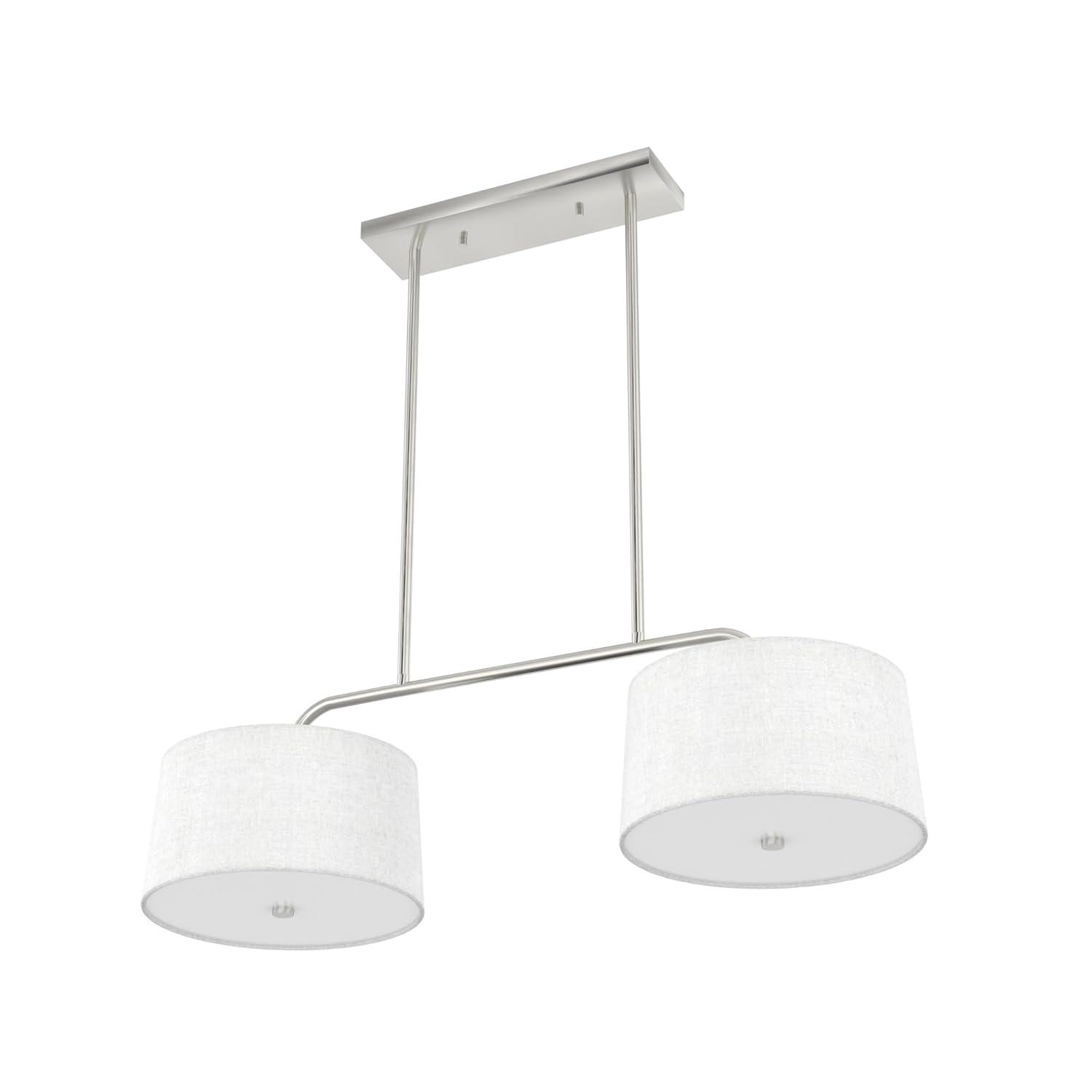 Hunter - Cottage Hill 4-light Brushed Nickel, Large Chandelier, Dimmable, Modern Style, Linear Shaped, for Bedrooms, Kitchens, Dining, Living Rooms - 19892