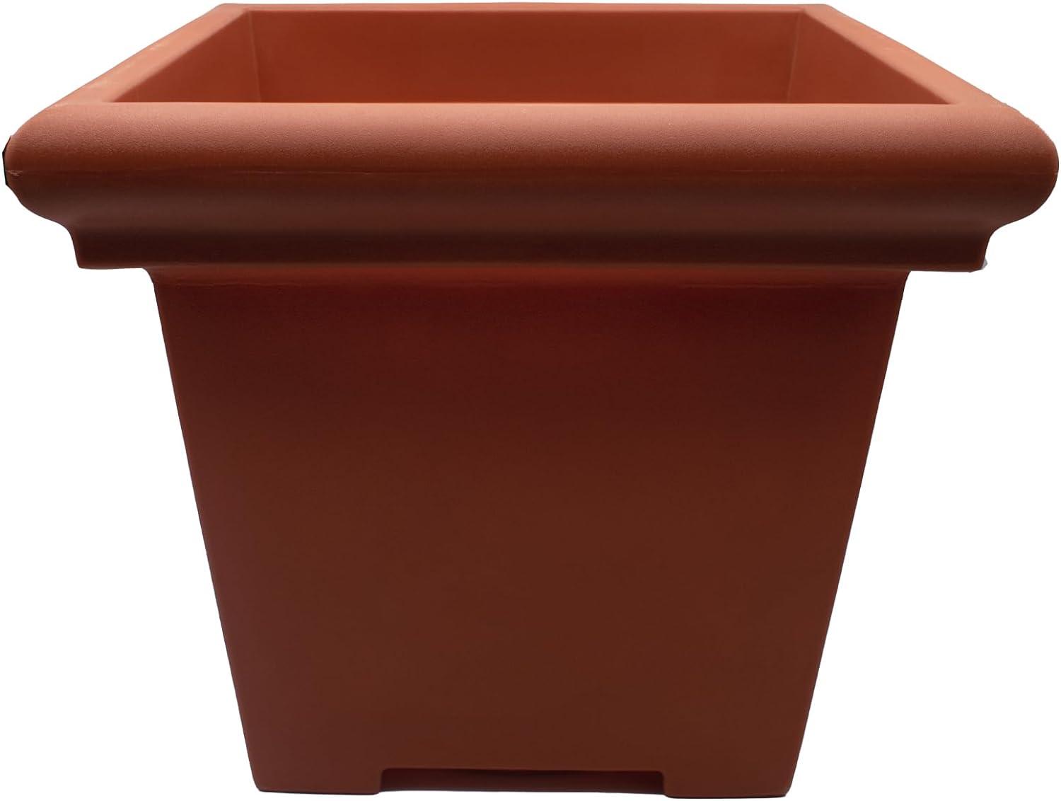 The HC Companies Terrazzo Plastic Square Planter, Terracotta, 20in