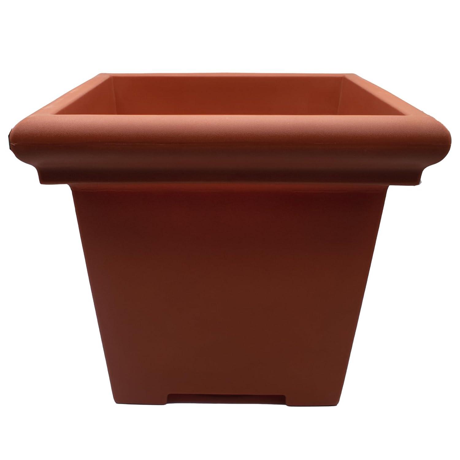 The HC Companies Terrazzo Plastic Square Planter, Terracotta, 20in