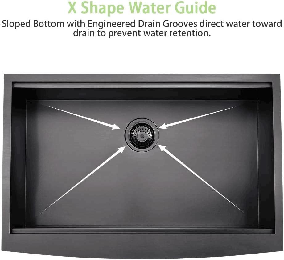Black Farmhouse Sink 33 Inch - VALISY 33x22 Apron Front Farmhouse Kitchen Sink 16 Gauge Stainless Steel Undermount Ledge Workstation Deep Single Bowl Luxury Rustic Farm Sink with All Accessories