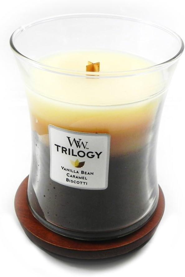 WoodWick Medium Hourglass Trilogy Scented Candle, Café Sweets, 9.7 oz