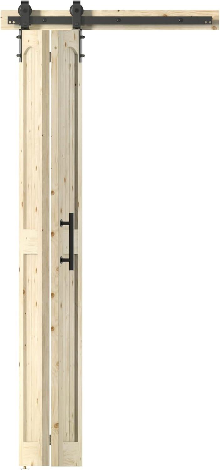 84'' Assembled Solid Wood Bi-Fold Barn Doors with Installation Hardware Kit