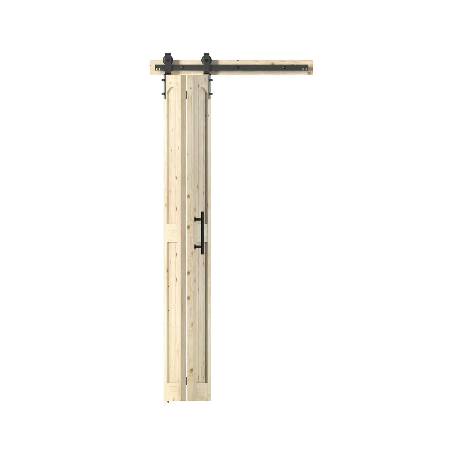 84'' Assembled Solid Wood Bi-Fold Barn Doors with Installation Hardware Kit