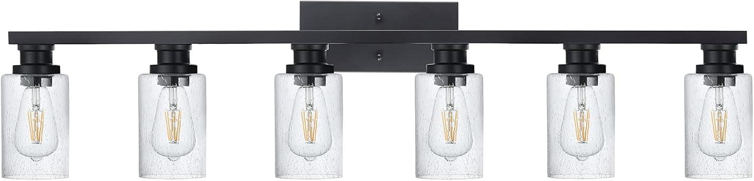 VINLUZ  Modern 6-lights Vanity Lighting Fixture for Bathroom black