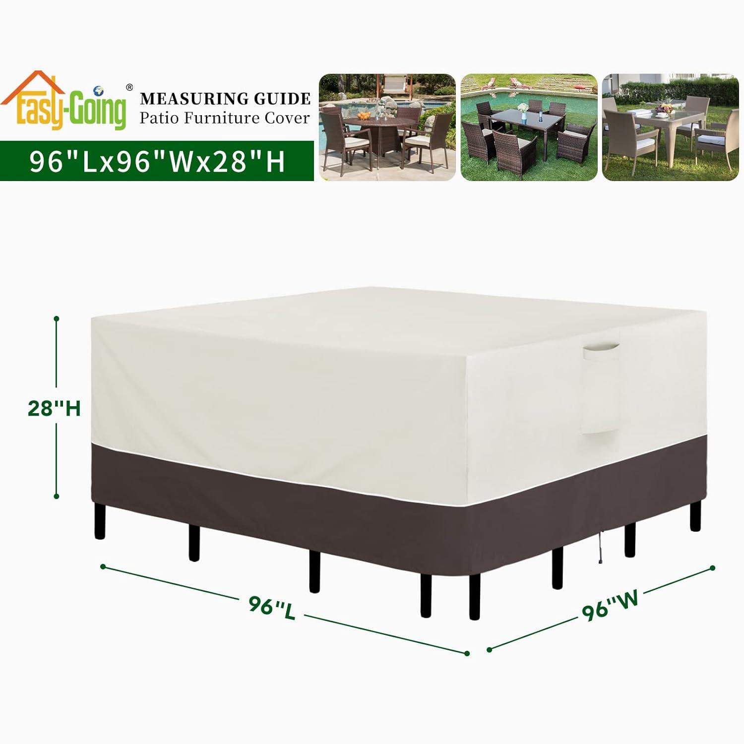 Arlmont & Co. Patio Furniture Cover 76"X76" Square Outdoor Table And Chair Set Covers Waterproof UV Resistant Outdoor Sectional Sofa Set Covers, Beige/Brown