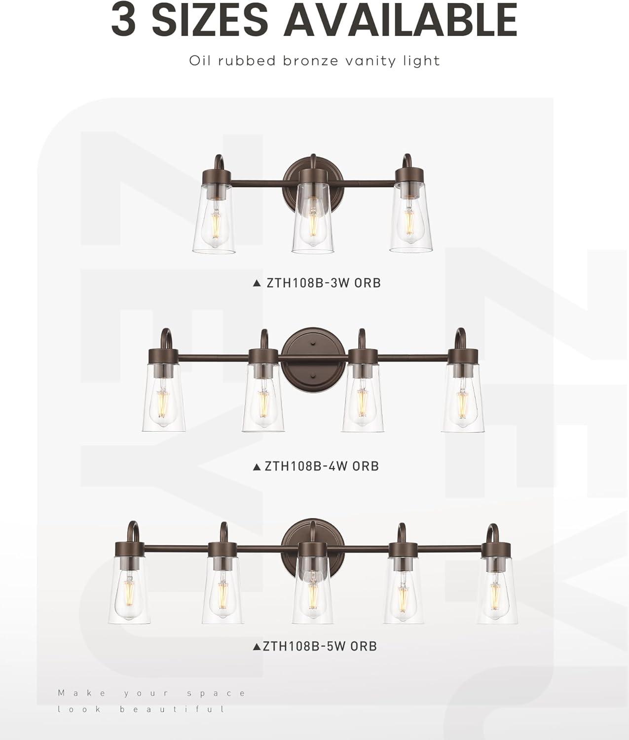 zeyu 33" 5-Light Bathroom Vanity Light, Farmhouse Bathroom Lighting Fixture, Oil Rubbed Bronze Finish with Clear Glass, ZTH108B-5W ORB