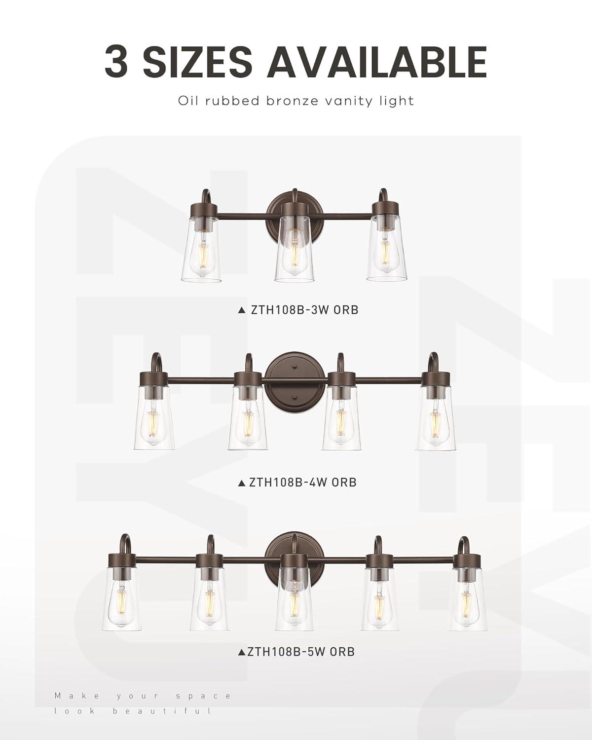 zeyu 33" 5-Light Bathroom Vanity Light, Farmhouse Bathroom Lighting Fixture, Oil Rubbed Bronze Finish with Clear Glass, ZTH108B-5W ORB