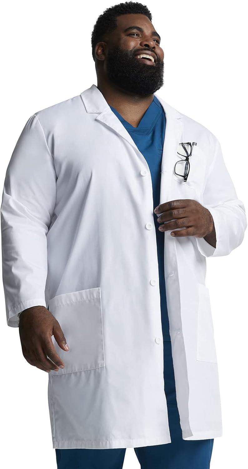 Dickies Lab Coat for Men and Women 40" Button Front Closure Unisex Lab Coat with 3 Pockets - 83403