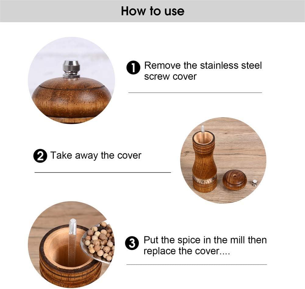 Haomacro Wood Salt and Pepper Grinder Set, Manual Mills with Acrylic Window, Adjustable Ceramic Grinding - 6.5inch, 2 Pack 6.5inch brown
