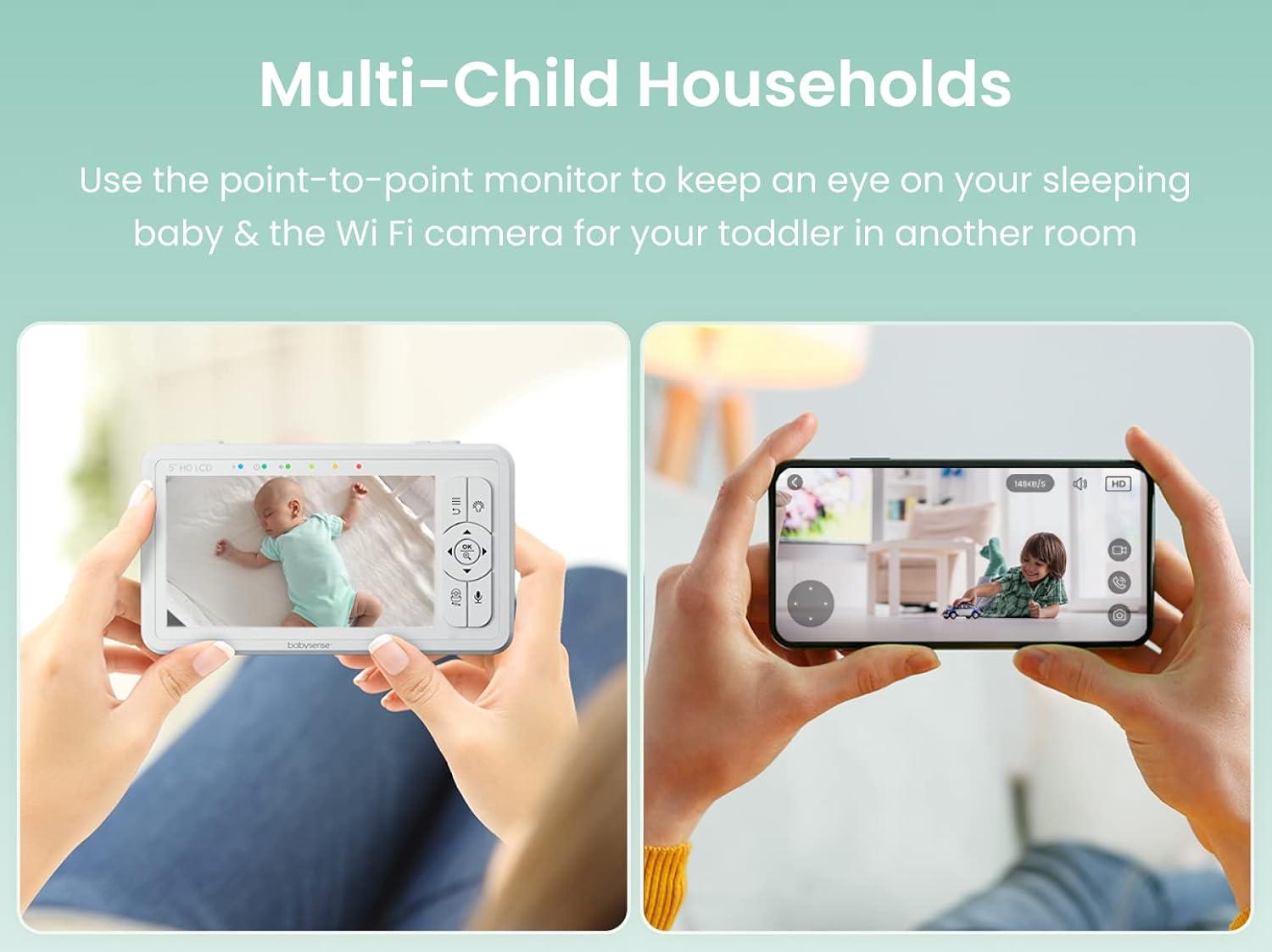 Dual HD Baby Monitor System with WiFi and Non-WiFi Cameras