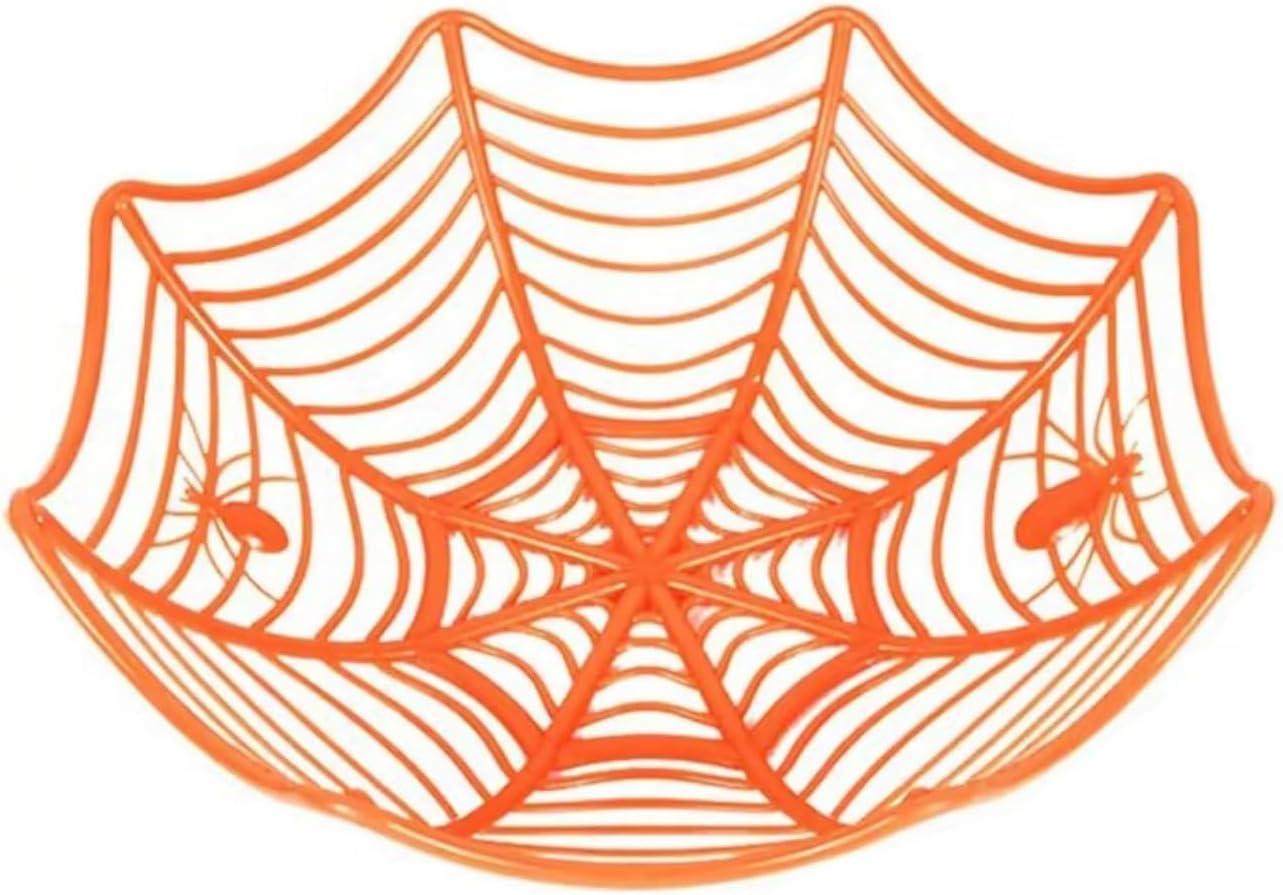 jicheng Candy Bowl Entrance Living Room Parties Supplies Halloween Web Basket orange