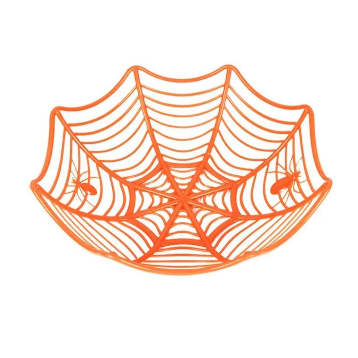 jicheng Candy Bowl Entrance Living Room Parties Supplies Halloween Web Basket orange