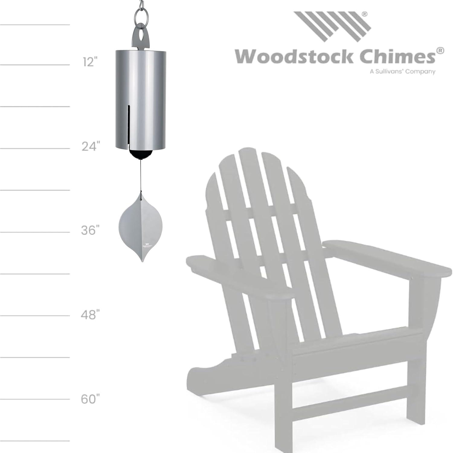 Woodstock Windchimes Heroic Windbell Harbor Gray, Wind Chimes For Outside, Wind Chimes For Garden, Patio, and Outdoor Décor, 40"L