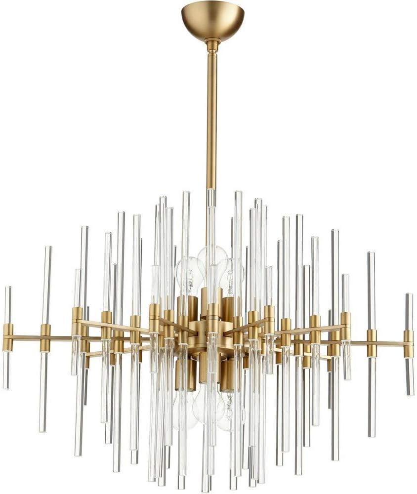 Aged Brass and Glass Contemporary Pendant Light