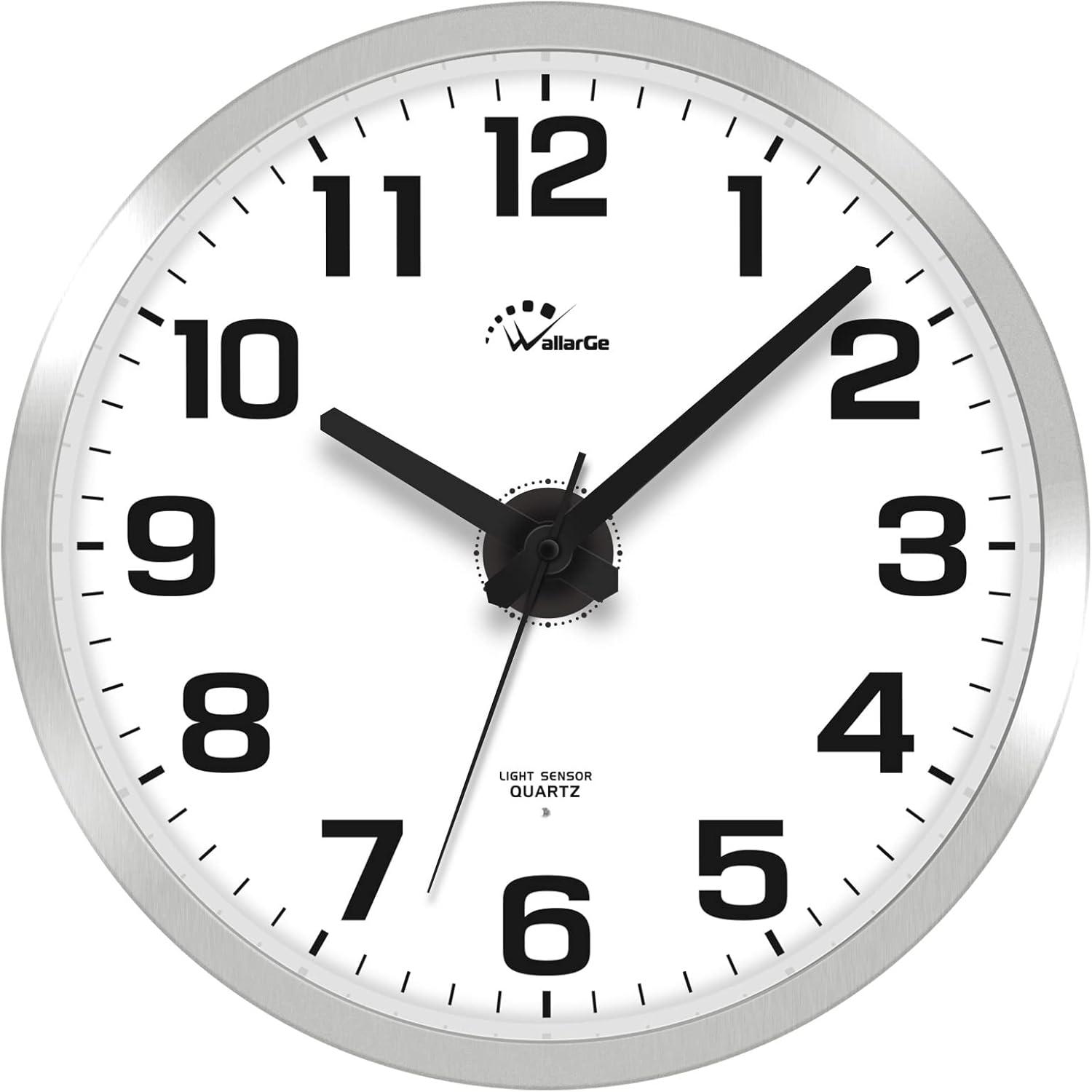 WallarGe Night Light Wall Clock for Bedroom - Silent Lighted up Wall Clock Glow in The Dark, Battery Operated Wall Clocks for Living Room/Kitchen, Easy to Read Large Digital Display, 12 Inch