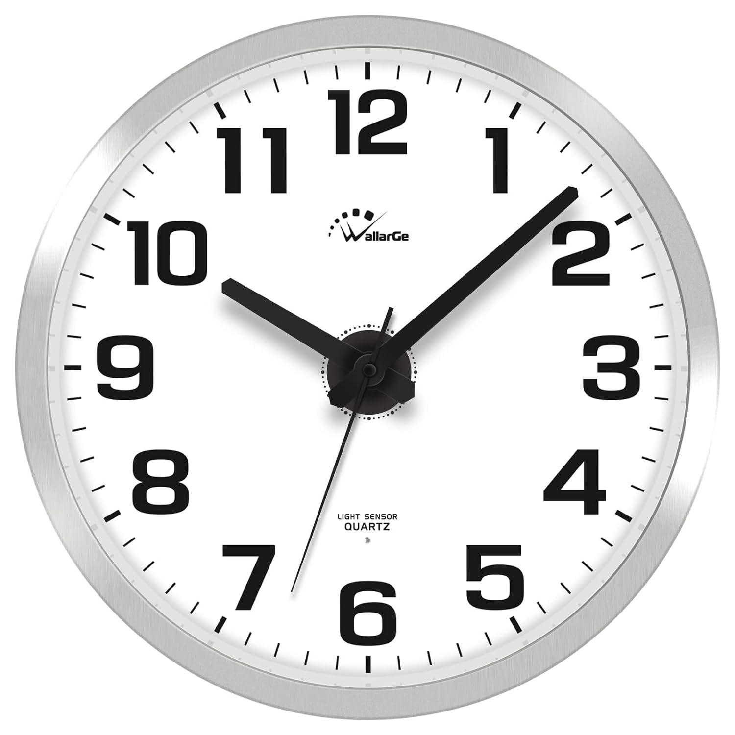WallarGe Night Light Wall Clock for Bedroom - Silent Lighted up Wall Clock Glow in The Dark, Battery Operated Wall Clocks for Living Room/Kitchen, Easy to Read Large Digital Display, 12 Inch