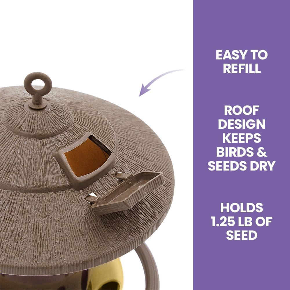 Zenport Industries D-450 Multi-Bird Hanging Feeder with Roof, 1.23 lb Capacity, Multicolor