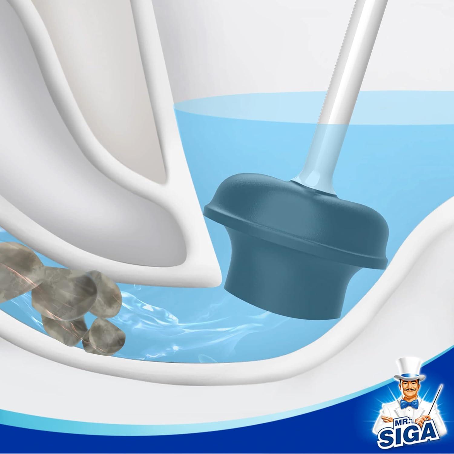 MR.Siga Toilet Plunger with Holder, Heavy Duty Toilet Plunger and Holder Combo,White