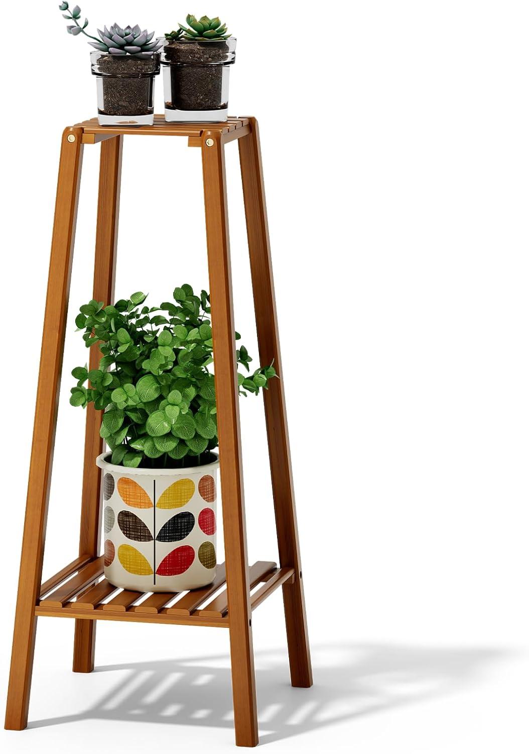 Magshion Bamboo 4 Tier Tall Plant Stand Pot Holder Small Space Table