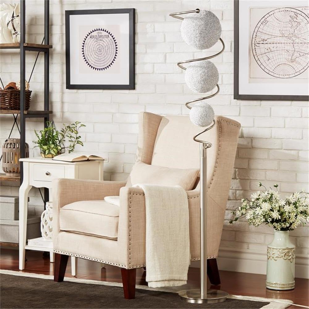 Lexicon Diya Modern Metal Base Floor Lamp in Satin Nickel