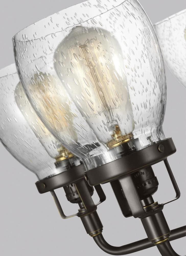 Belton 5-Light Bronze Transitional Industrial Hanging Chandelier with Clear Seeded Glass Shades