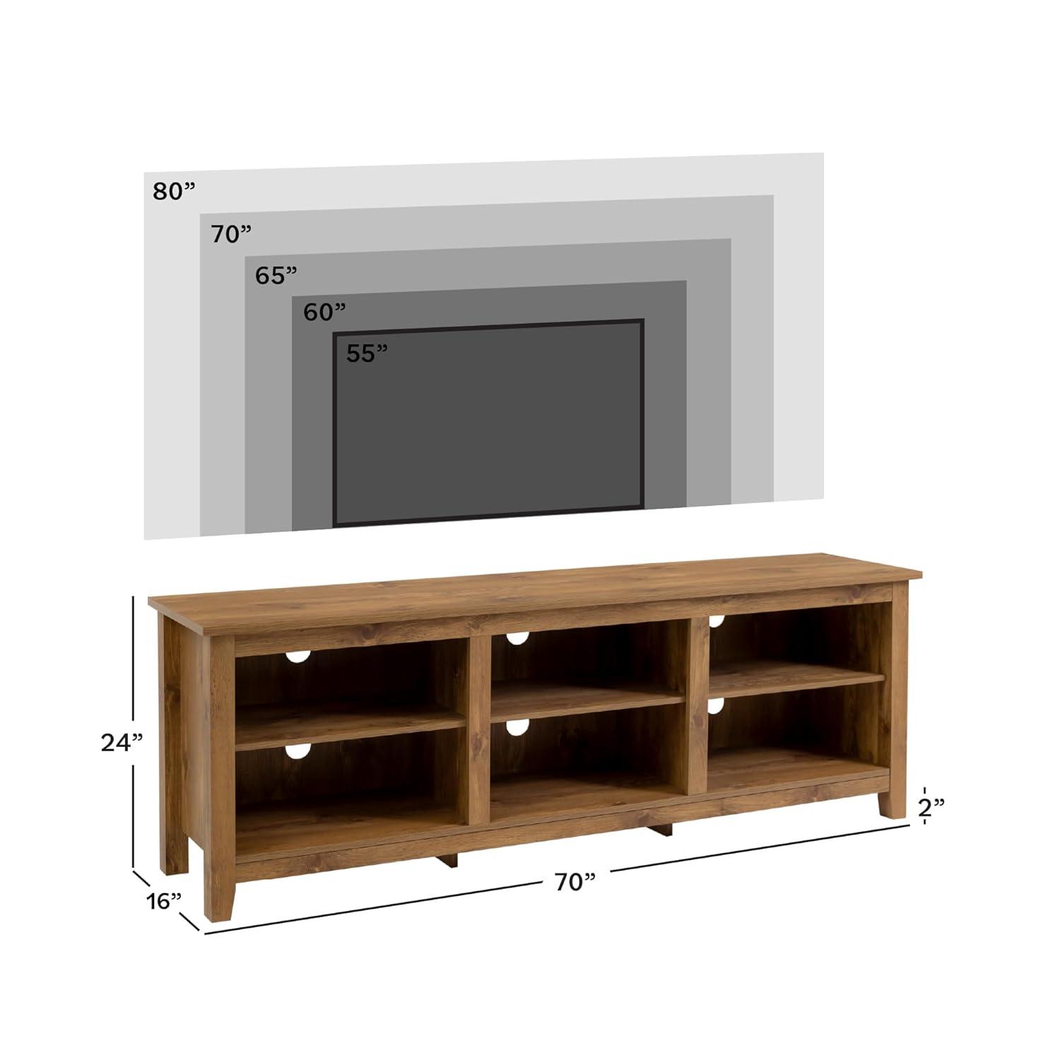 Barnwood 70" Rustic MDF TV Stand with Adjustable Shelves