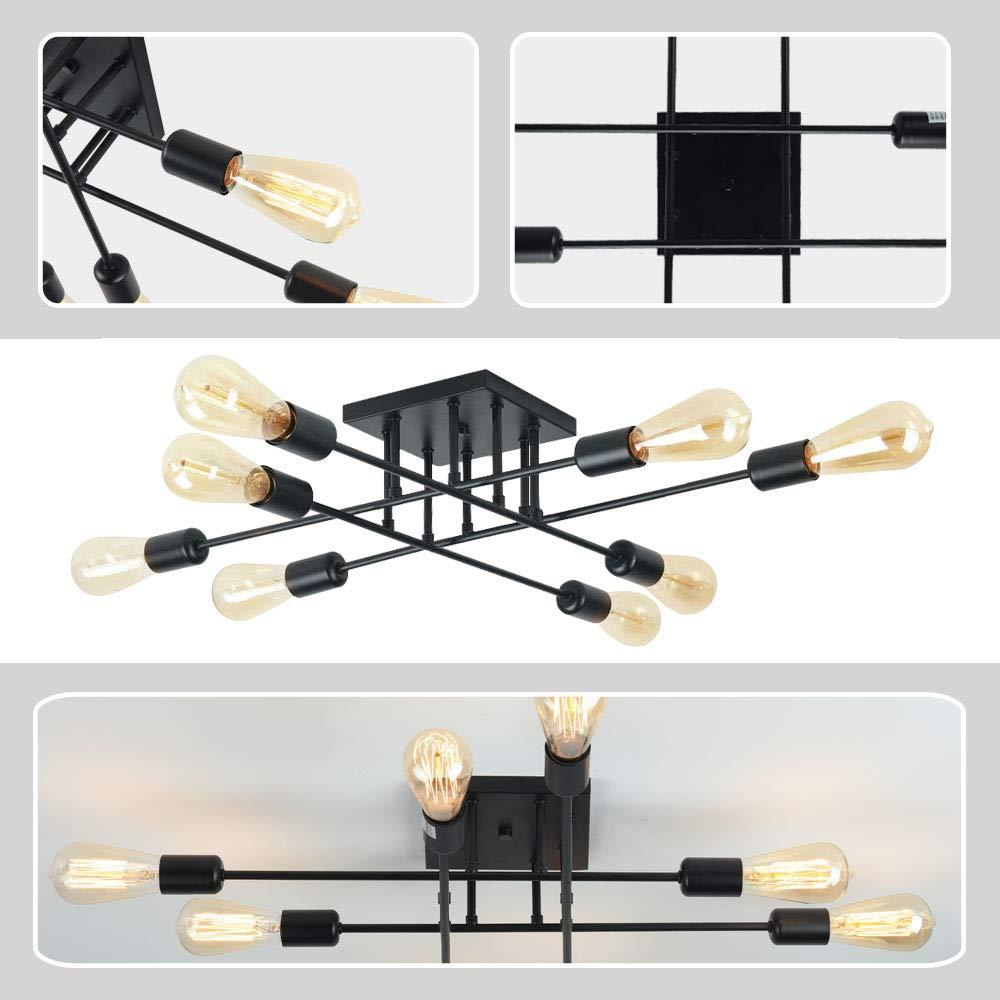 Aiwen 8 Lights Metal Sputnik Semi Flush Mount Ceiling Lamp Modern Home Decoration Light Fixture