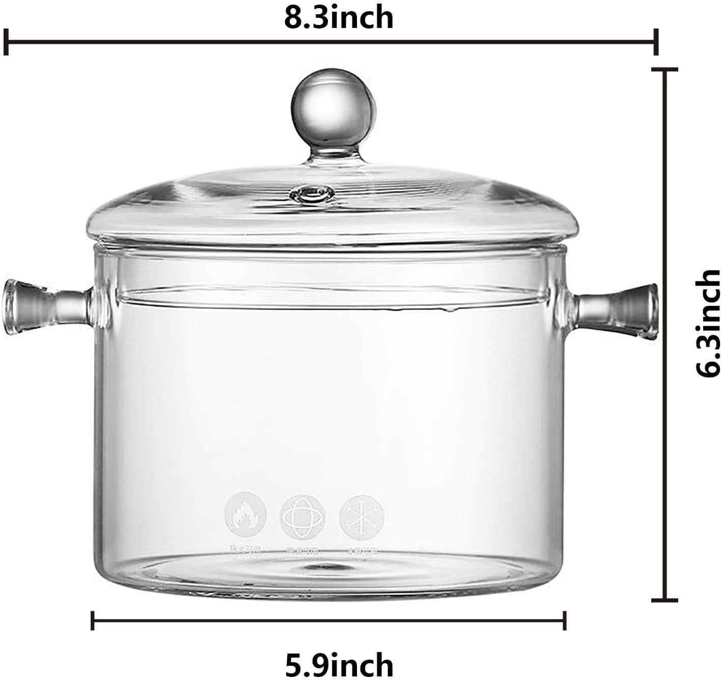 Ghojet Glass Saucepan with Lid 50oz Glass Cooking Pot Non-Stick Stovetop Saucepan Heat Resistant Glass Cookware Pot High Borosilicate Glass Stovetop Pot Even Heating for Soup Sauce Stew