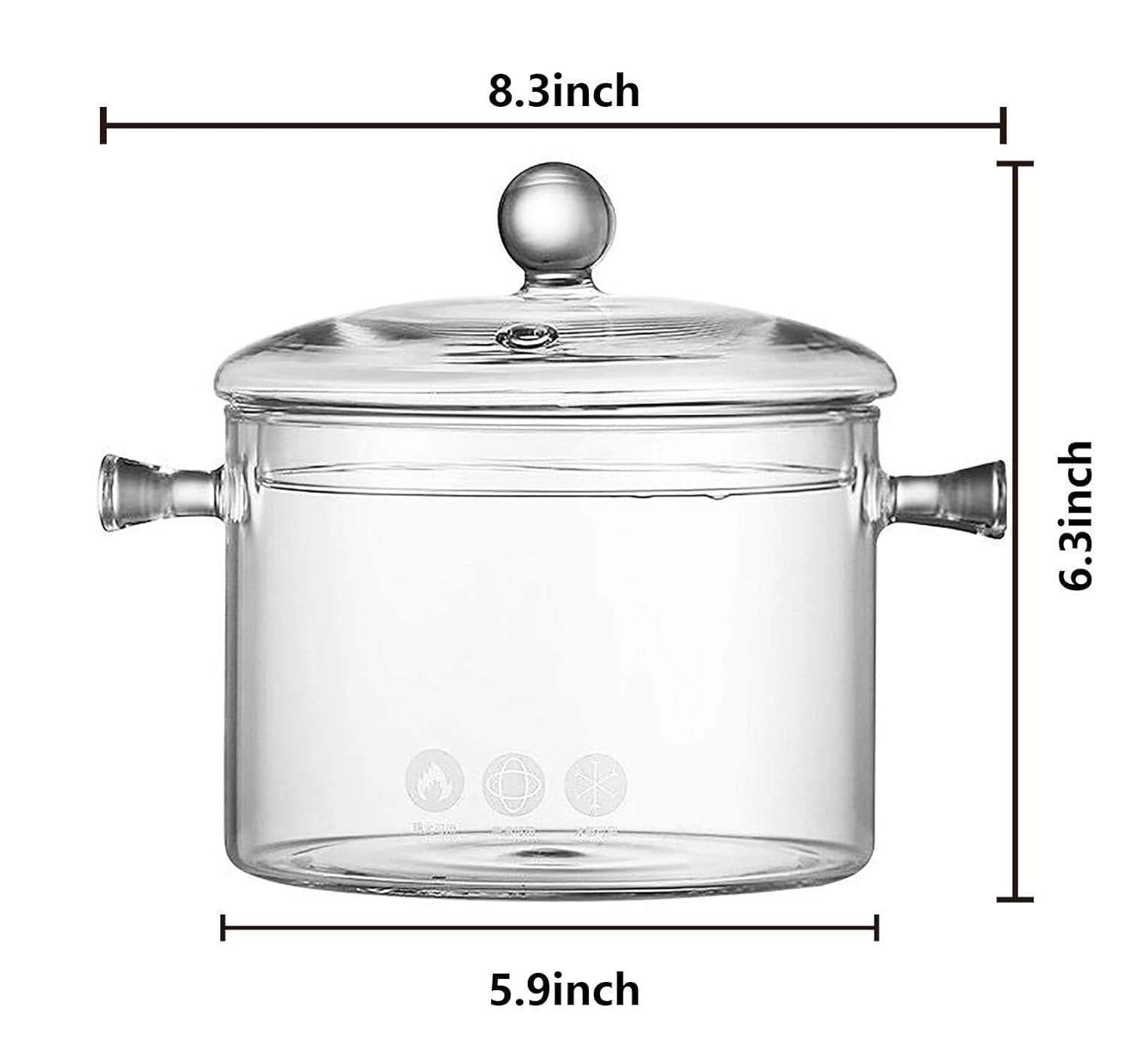Ghojet Glass Saucepan with Lid 50oz Glass Cooking Pot Non-Stick Stovetop Saucepan Heat Resistant Glass Cookware Pot High Borosilicate Glass Stovetop Pot Even Heating for Soup Sauce Stew