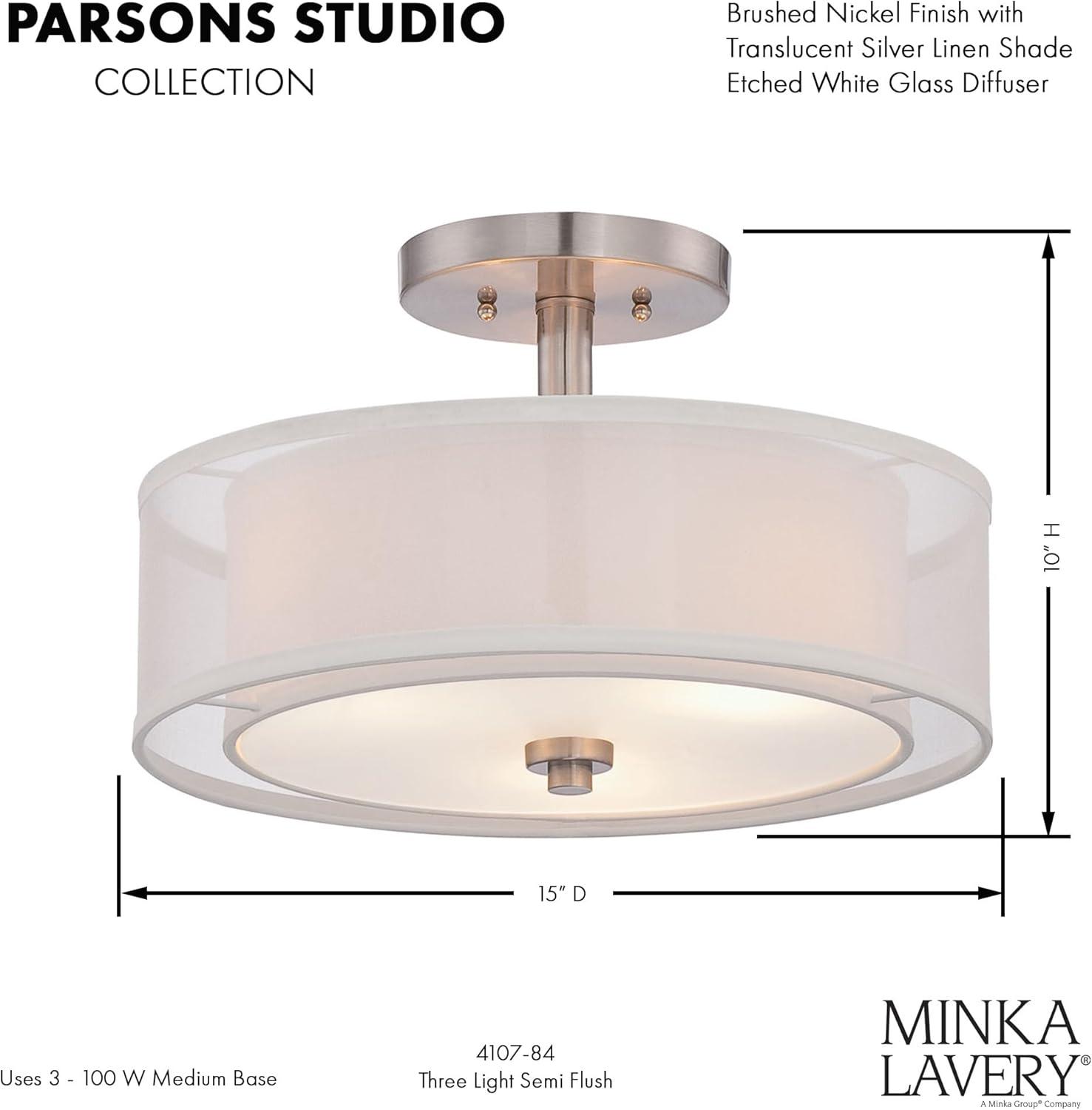 Minka Lavery - Parsons Studio - 3 Light Semi-Flush Mount in Transitional Style -