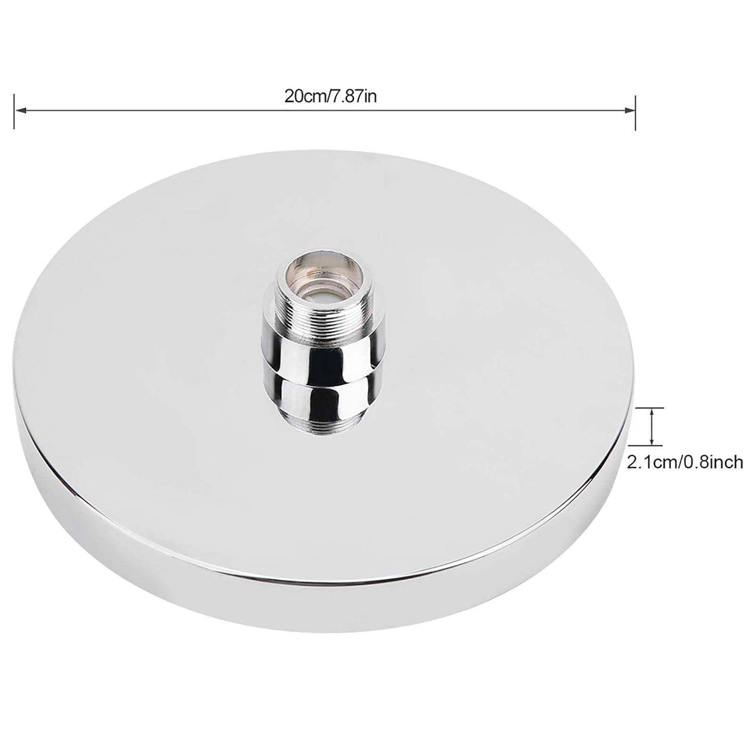 Rain Shower Head, 8" inch Round LED Shower with 3 Color Temperature Controlled Lights Changing automatically Water Rainfall High-Pressure Bathroom Shower Head