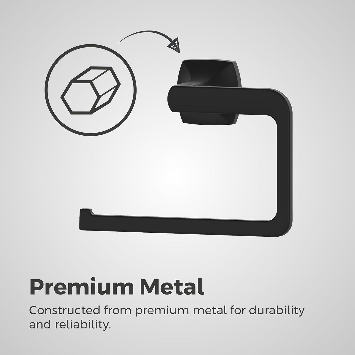 Matte Black Wall-Mounted Metal Towel Ring