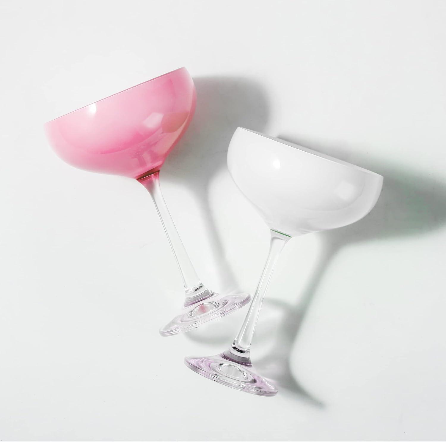 TABLE 12 TDA Series Table 12 5.8-ounce Mini Coupe Cocktail Glasses, Glass Cups Set Of 4, Champagne Glasses In Assorted Colors