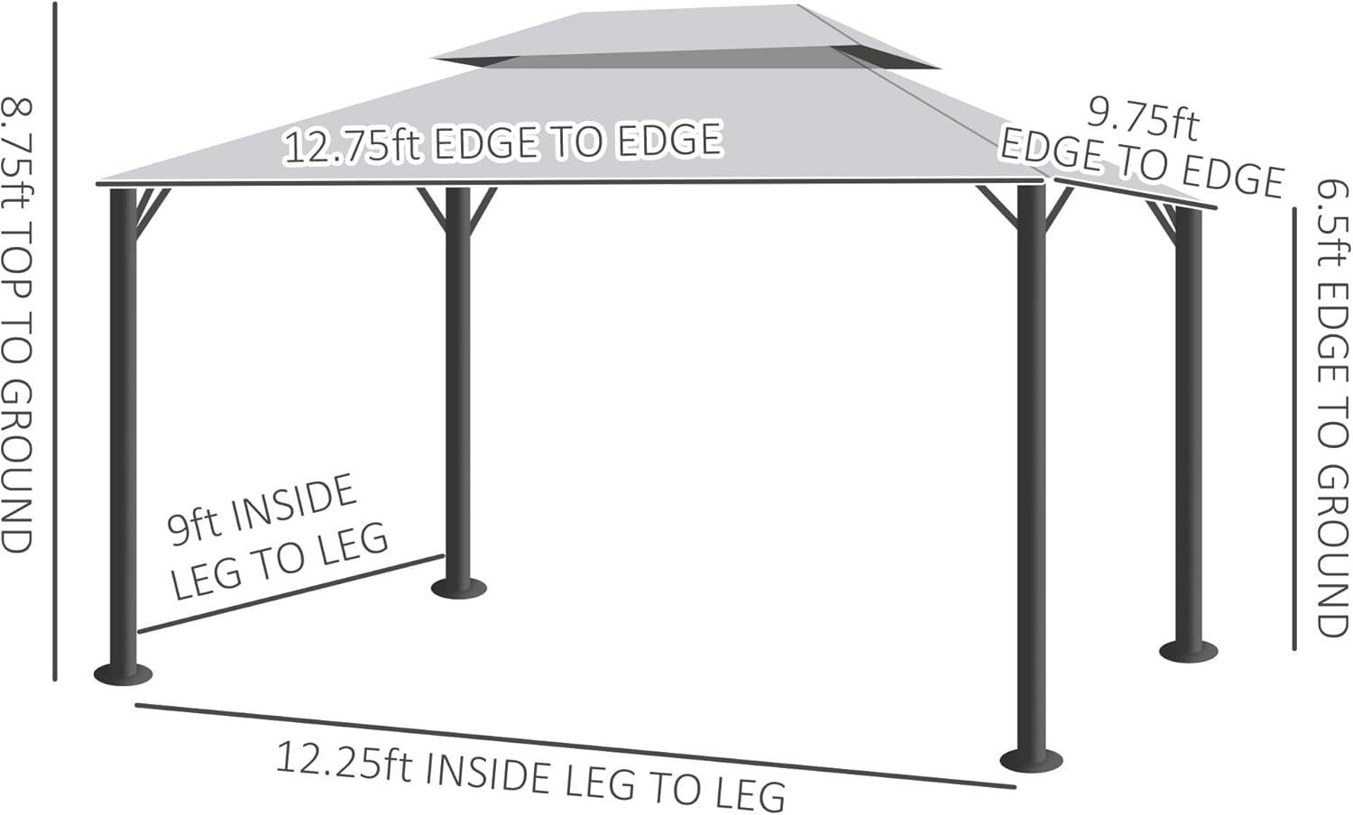 Outsunny 10' x 13' Canopy Shelter Gazebo, Lightweight