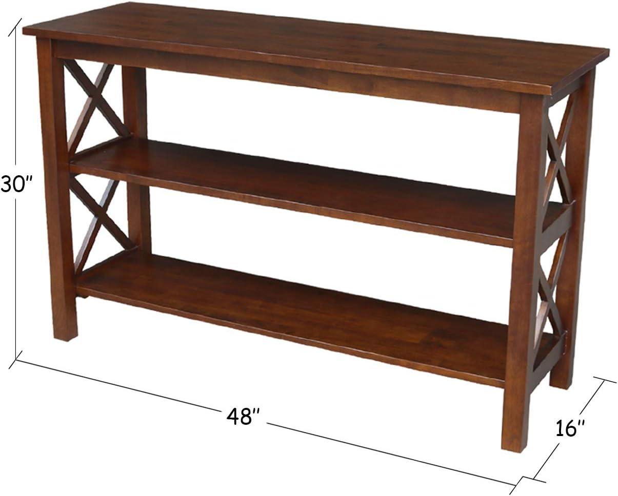 International Concepts Hampton Console Table Espresso: Stained Wood, Fixed Shelf, Rectangular Shape, Spot Clean