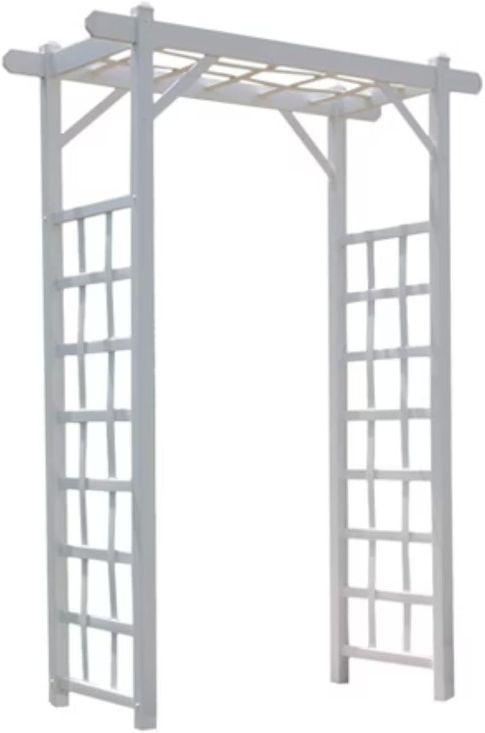 Dura-Trel Elmwood Arbor, 57 by 84 Inch PVC Patio Garden Arch, Outdoor Lattice Frame Decoration or Trellis for Climbing Plants, Mocha