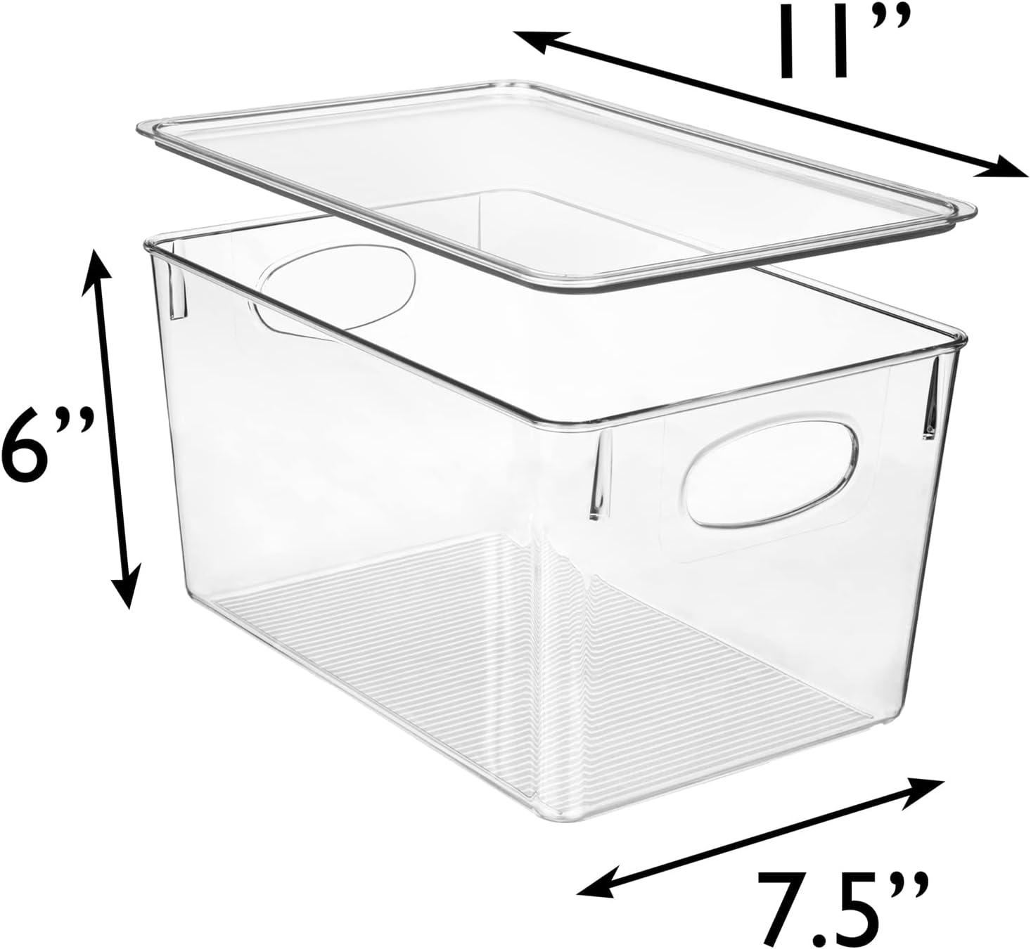 ClearSpace Plastic Storage Bins With lids Perfect Kitchen Organization or Pantry Storage Fridge Organizer, Cabinet Organizers - 4 Pack
