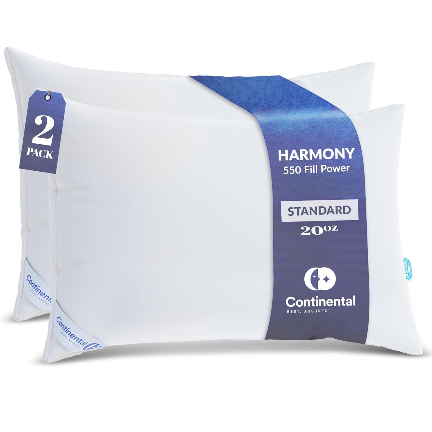 ContinentalBedding Premium Medium Down Bed Pillow (Set of 2)