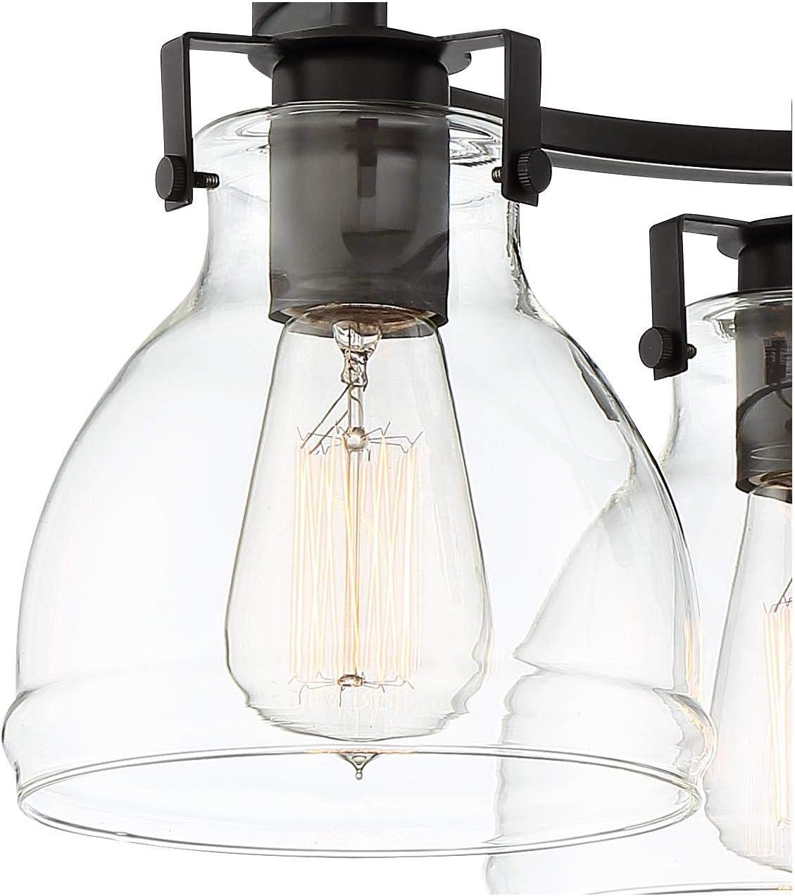 Possini Euro Design Industrial Rustic Farmhouse Ceiling Light Semi Flush Mount Fixture 14 1/2" Wide Bronze 3-Light Clear Glass Shade for Bedroom House